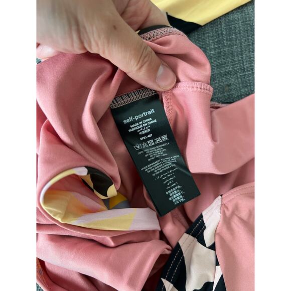 Self-Portrait Deco Printed V-Neck Swimsuit US 4 - Picture 6 of 7